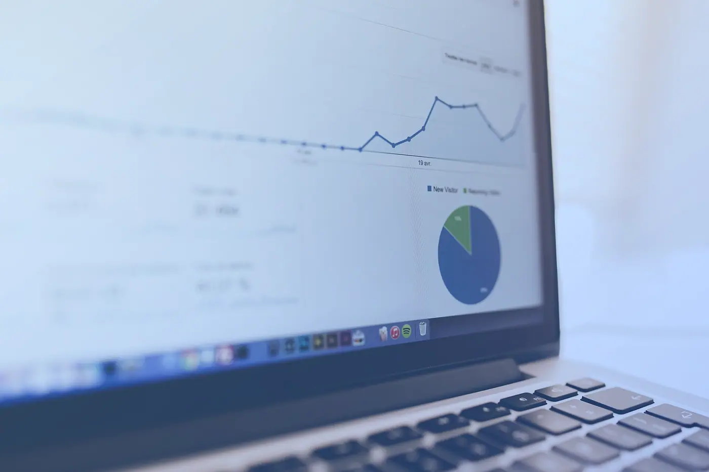 Analytics charts on a laptop screen